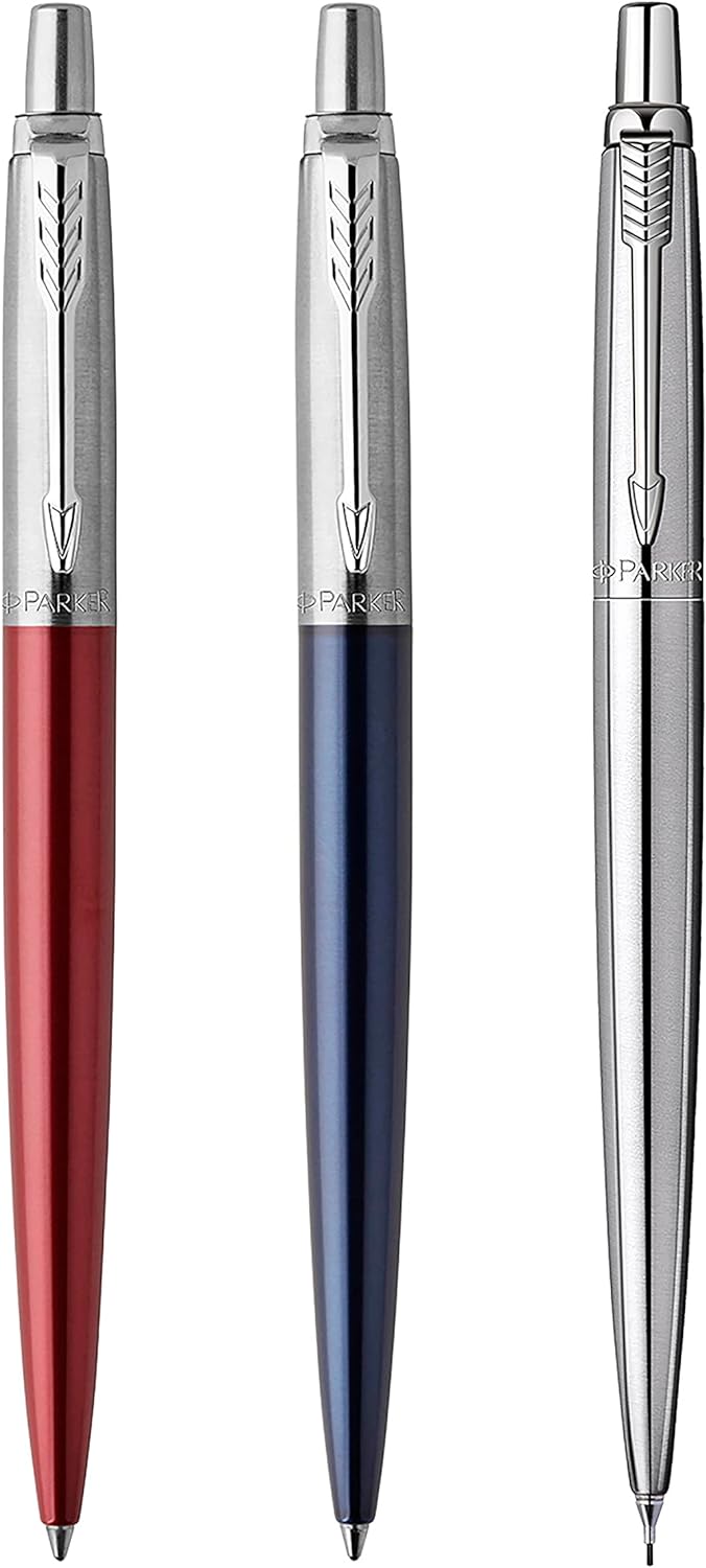Parker Jotter London Trio Discovery Pack: Kugelschreiber (Royal Blue) | Gelstifte (Red Kensington) &