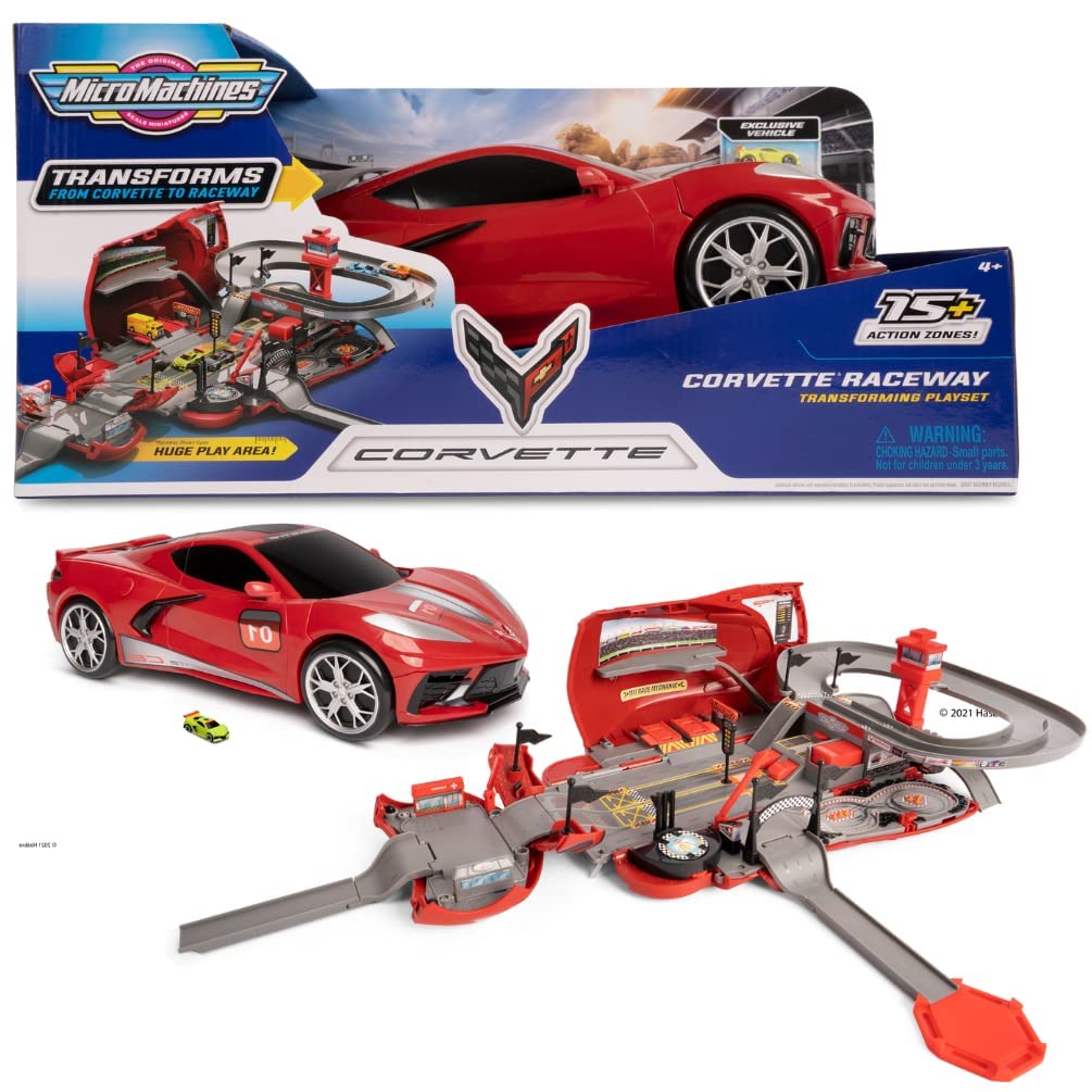 Micro Machines Corvette Raceway Spielset – Verwandelt sich in Autorennbahn – Enthält 1x Spielset & 1