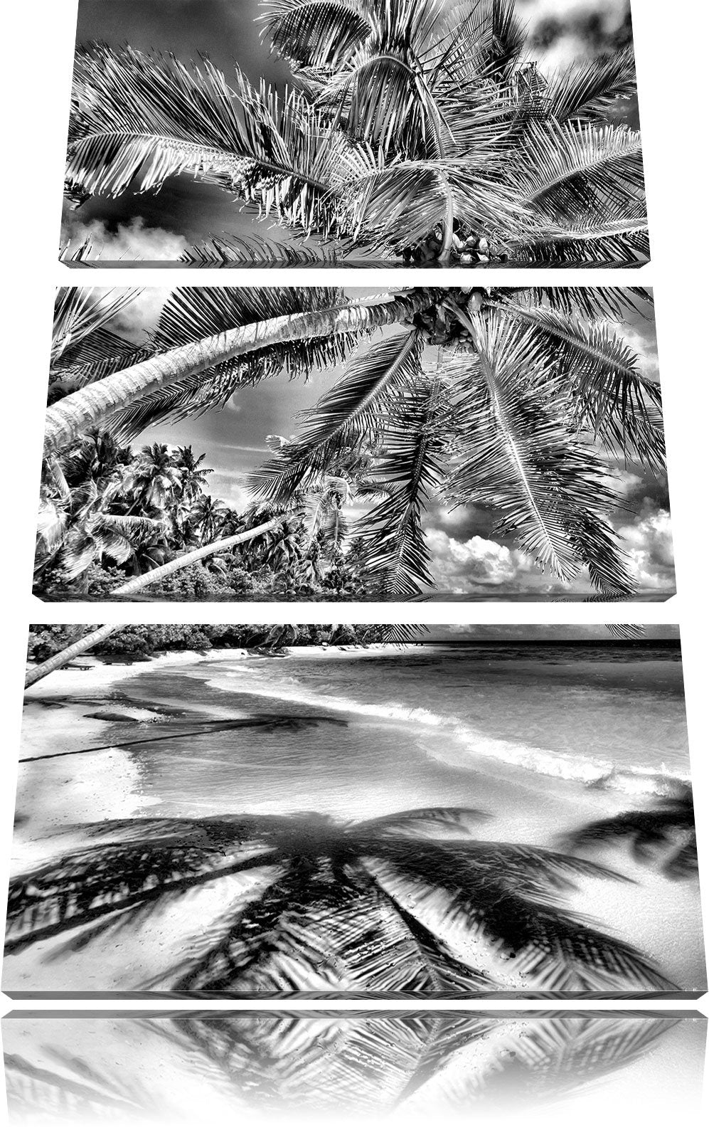 Pixxprint Palmenstrand als Leinwandbild/Grösse: 3 Teilig (120x80) cm/Wandbild/Kunstdruck/fertig besp
