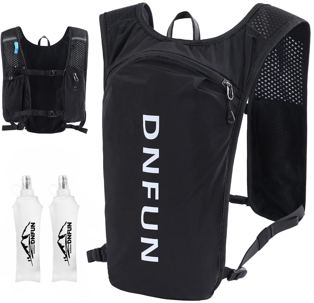 DNFUN Laufweste Damen Herren,verstellbare Trinkweste mit 1.5L Trinkflasche,5L Running Vest Trinkruck