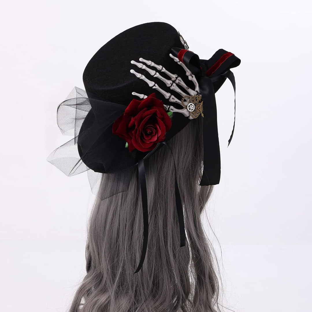 COSDREAMER Unisex Steampunk Zylinder Halloween Kostüm Hut mit Brille Schwarz Schwarz 7 L, Schwarz 7