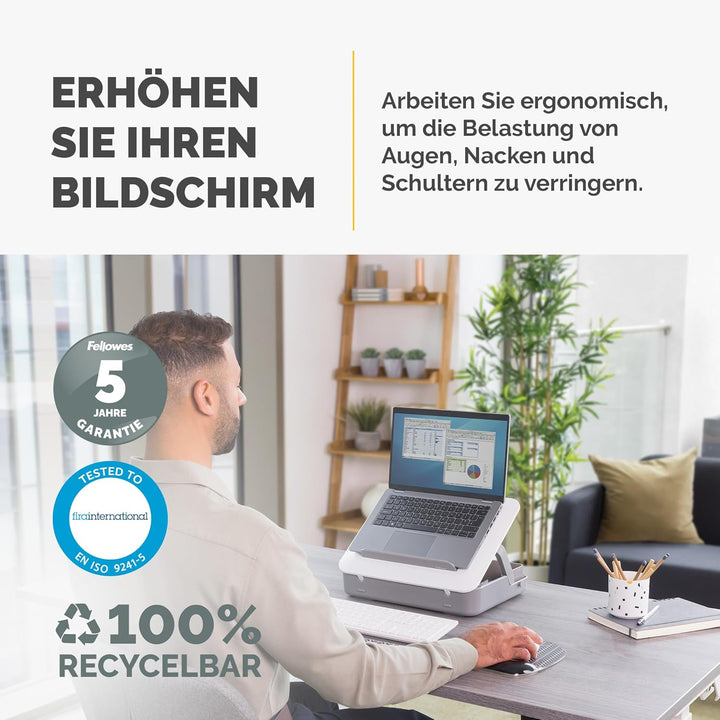Fellowes Tragbarer Laptop-Ständer Tragetasche - Breyta™ 2-in-1 Design mit 5 Höheneinstellungen - Ide