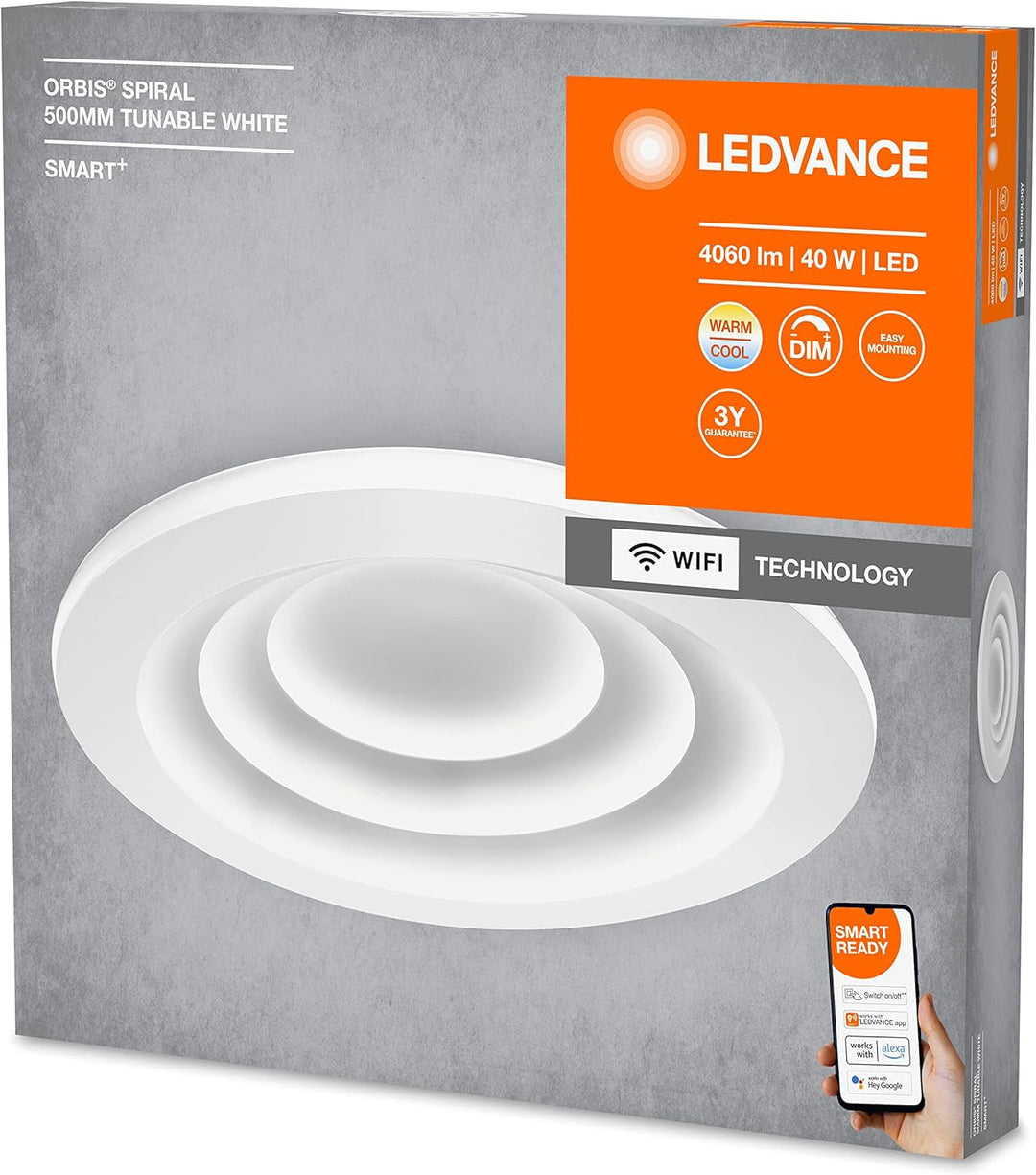 Ledvance Smarte LED Wand-und Deckenleuchte für Innen mit WiFi Technologie, Lichtfarbe änderbar (3000