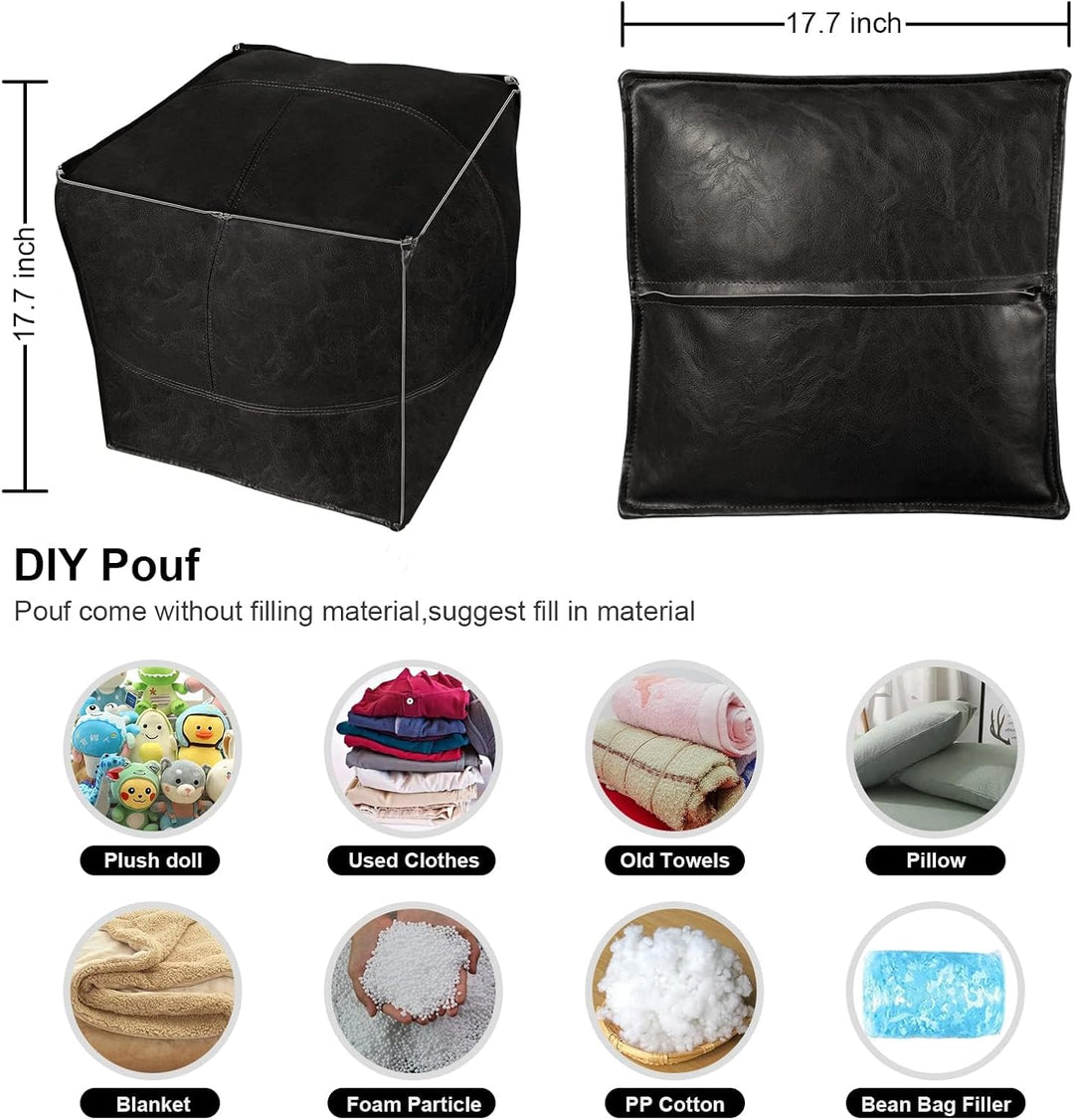 Louis Donné Ungepolsterter Ottoman Pouf Bezug,17.7" Square Pouf Ottoman Fusshocker Sitzsack für Spei