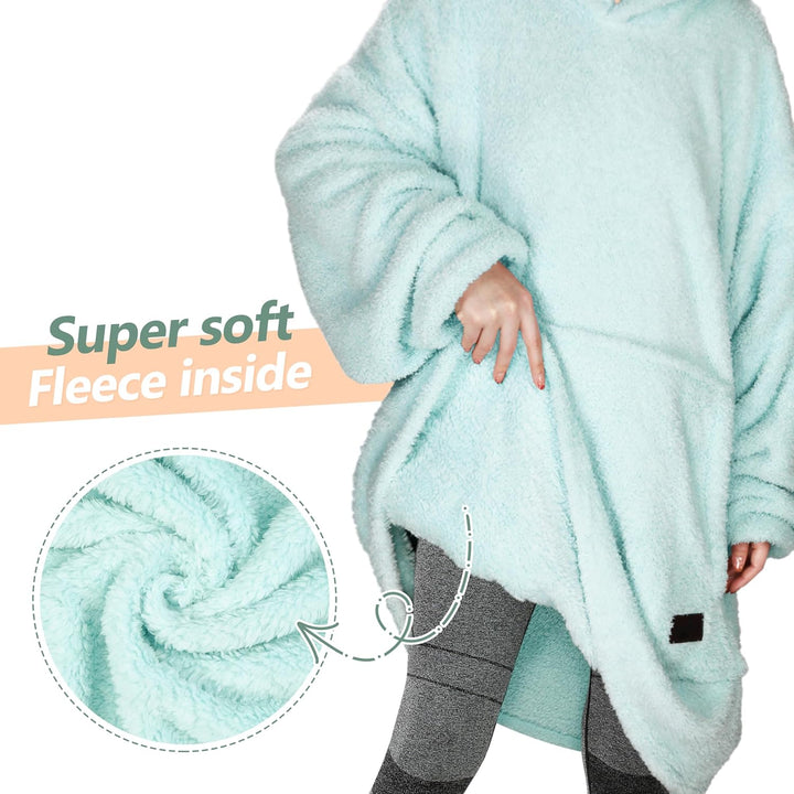 Catalonia Classy Tragbarer Oversize-Kapuzenpullover Decke, Kuschel Sherpa Decke Hoodie, Warm Throw B