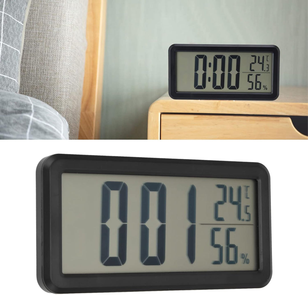 plplaaoo grosse Display-Uhr, Digitaler Wecker, schwarz, Temperatur, Luftfeuchtigkeit, tragbarer Reis