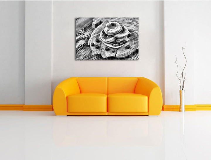 Pixxprint Pancakes mit Blaubeeren als Leinwandbild/Grösse: 100x70 cm/Wandbild/Kunstdruck/fertig besp