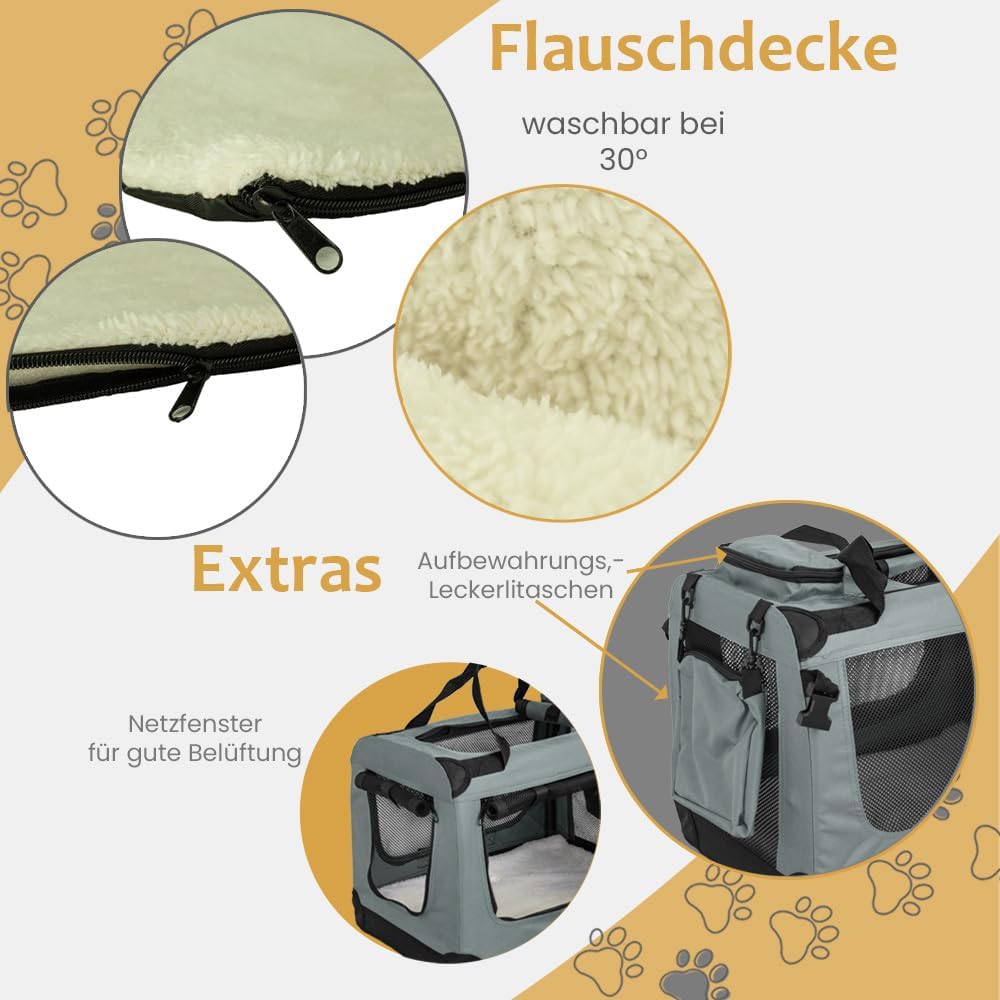 Faltbare Hundebox Transporttasche Transportbox Auto für Katze Hunde Grosse Kleine Box Bag Bed Decke