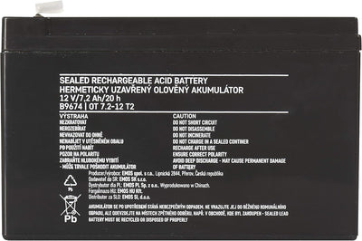 EMOS - Wartungsfreier Bleiakku - 12V 7,2Ah - AGM Batterie - Faston 6,3mm Anschluss - Für USV-Geräte,