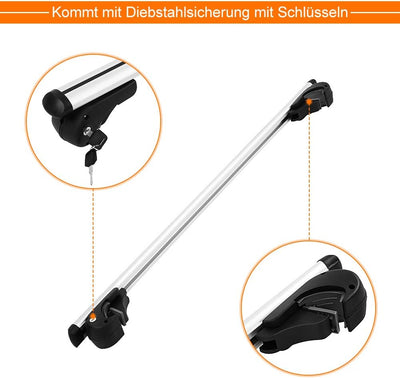 Ejoyous Universal Aluminium Dachträger, 124 cm Dachgepäckablage Abschliessba Relingträger Auto Laste