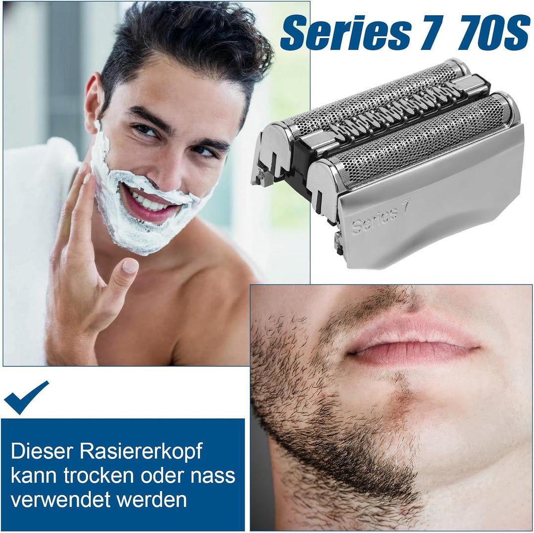 70S Series 7 Ersatzscherköpfe, kompatibel mit Braun S7 Ersatzkopf Nass und Trocken, 70s Klingen für