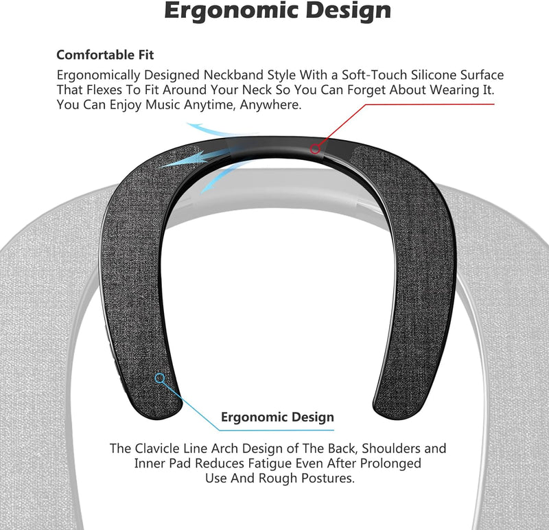 Nackenlautsprecher, Nackenbügel, Bluetooth-Lautsprecher, kabellos, tragbarer Bluetooth-Lautsprecher
