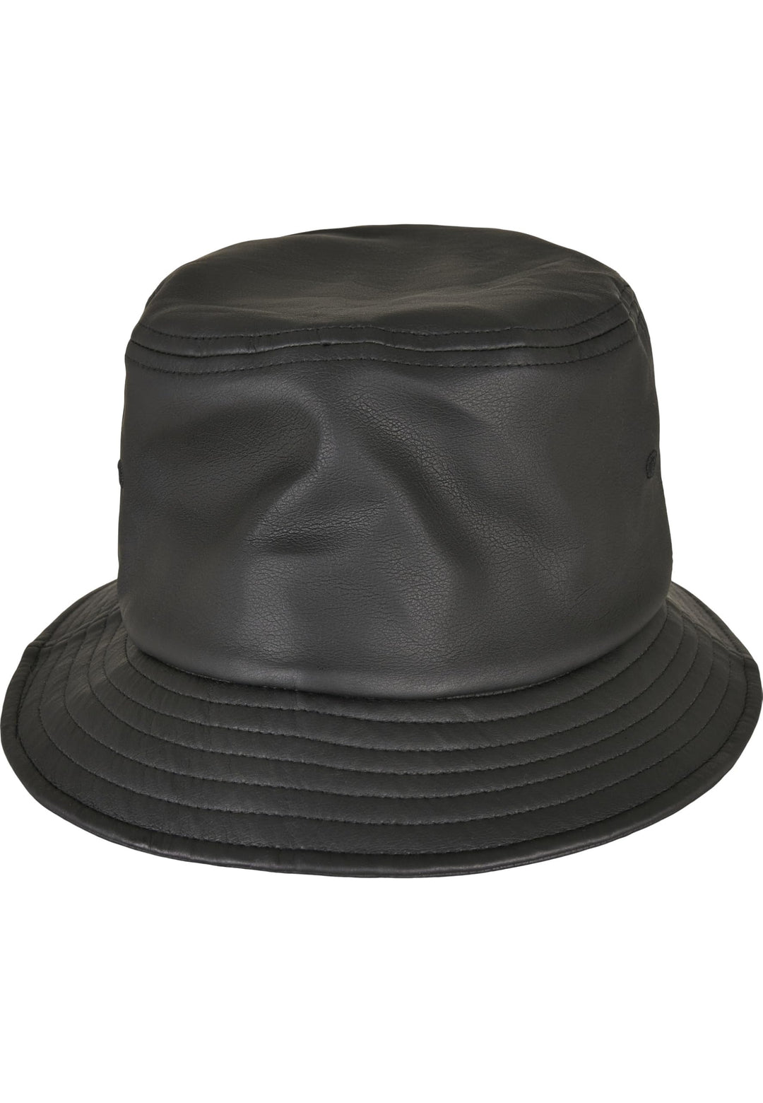 Flexfit Unisex Imitation Leather Bucket Hat Hut, Schwarz, Einheitsgrösse