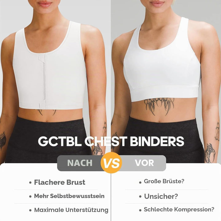 Trans Binder Transgender FTM Zip Up Atmungsaktives Halbes Brust Binder Weiss 4XL, Weiss 4XL