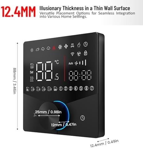 Smart WLAN Thermostat for Heating & AC – Programmable 5+2 Day Schedule with 6 Time Slots, Compatible