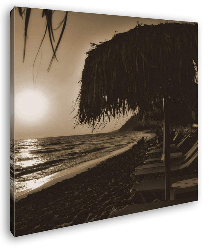 deyoli sonniger Urlaubsstrand Format: 60x60 Effekt: Sepia als Leinwandbild, Motiv fertig gerahmt auf