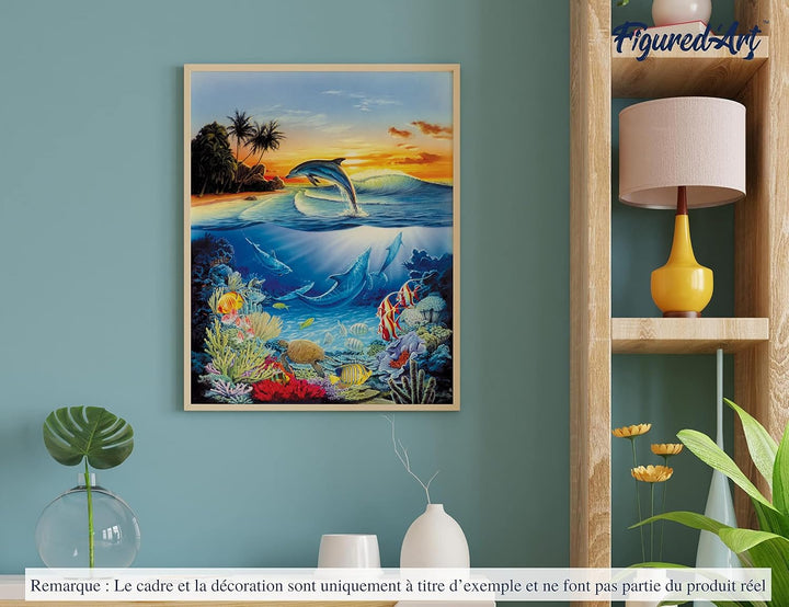 Figured'Art Malen Nach Zahlen Erwachsene Bucht der Delfine - Paint by Numbers Basteln DIY Bastelset