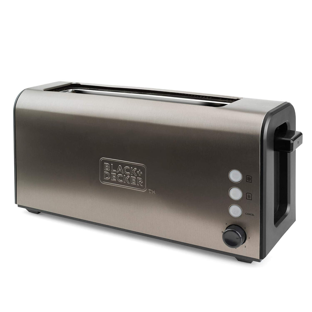BLACK+DECKER BXTO1000E - 1000W Toaster aus Edelstahl mit extra langem und extra breitem Schlitz, 7 T