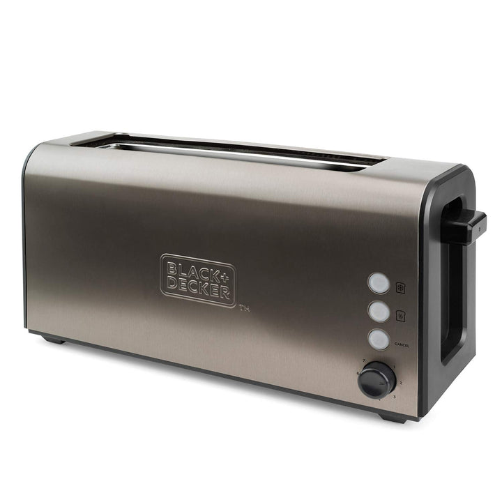 BLACK+DECKER BXTO1000E - 1000W Toaster aus Edelstahl mit extra langem und extra breitem Schlitz, 7 T