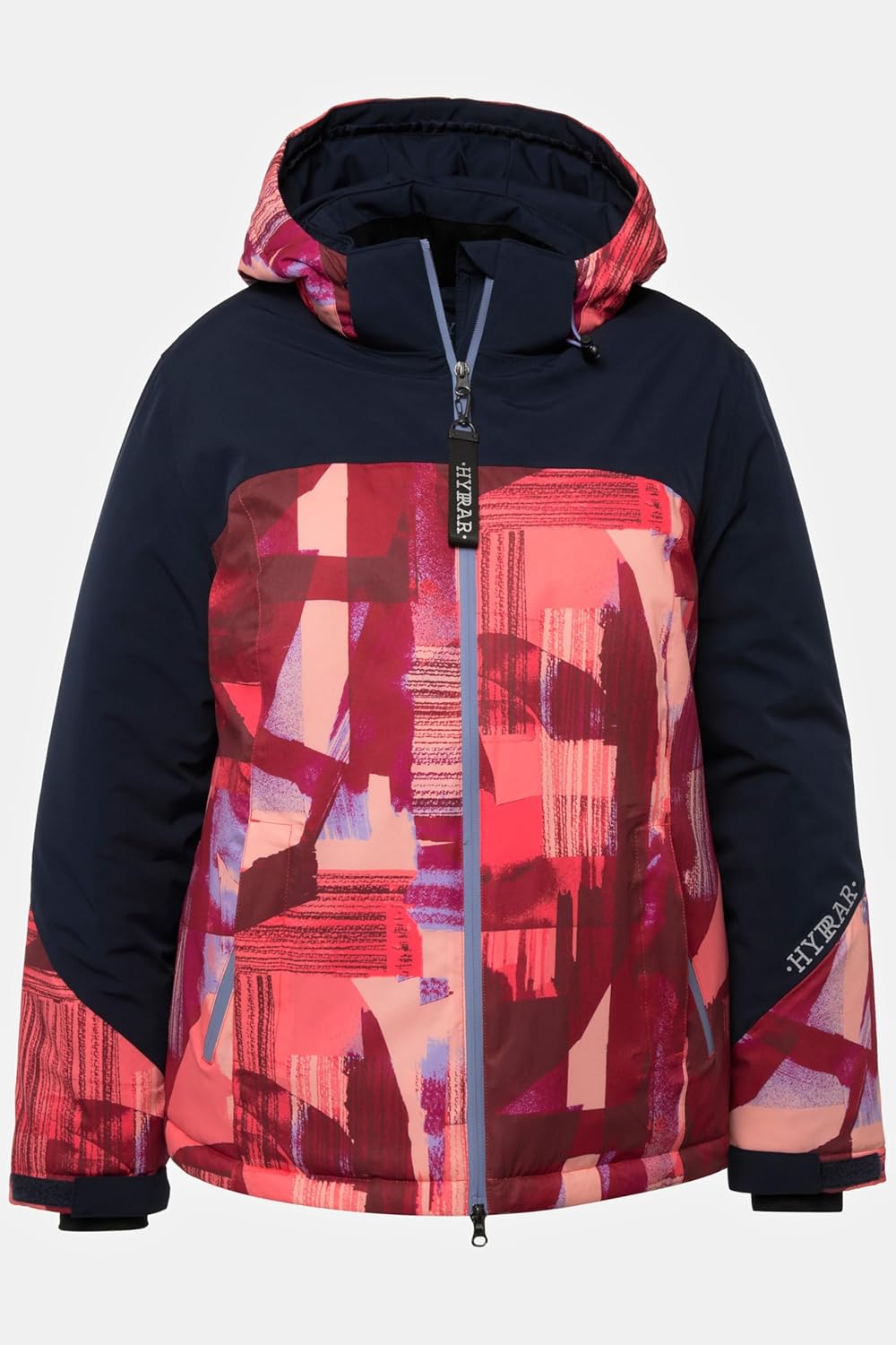 Ulla Popken Damen Funktionsjacke, Skijacke Abstrakter Druck, Wasserdicht Jacken 54-56 marine, 54-56