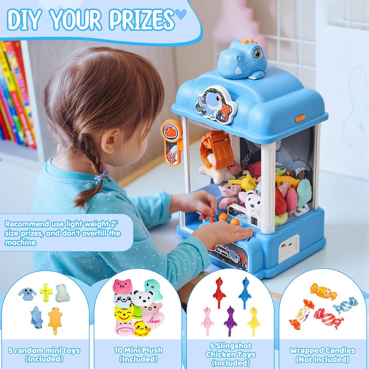 CWLAKON Greifautomat Kinder Jungen Dinosaurier Spielzeug, Candy Grabber Claw-Maschine mit Sound & 20