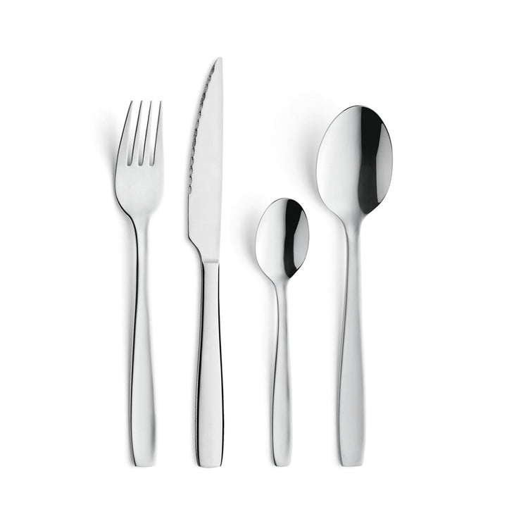Amefa Besteck-Set Hotel, Tafelbesteck für 6 Personen, Edelstahl glänzend, weiche Konturen, 24-teilig