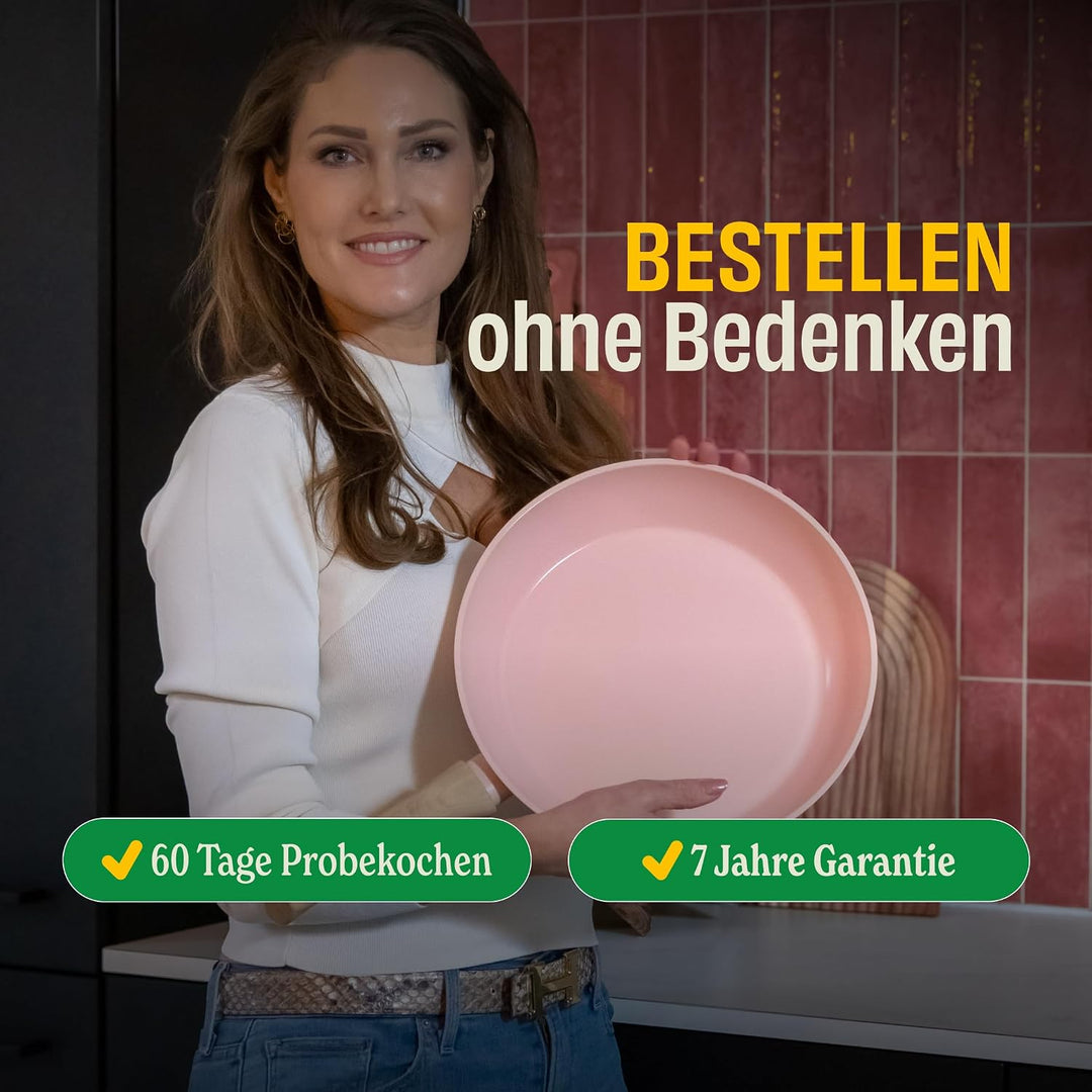 Cook & Pan - Go Blue Topfset und Pfannenset, 3-teilig-Induktionsgeeignet-PFAS frei Keramik-Beschicht