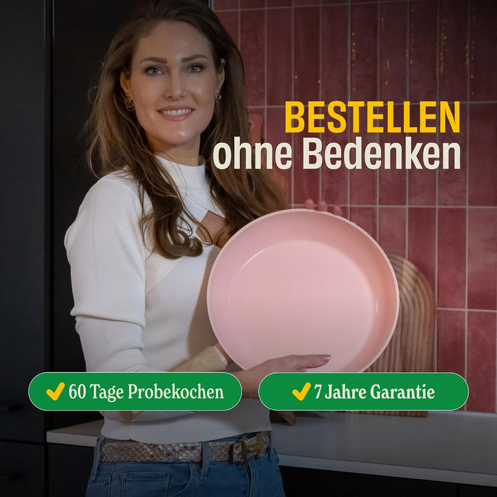 Cook & Pan - Go Blue Topfset und Pfannenset, 3-teilig-Induktionsgeeignet-PFAS frei Keramik-Beschicht