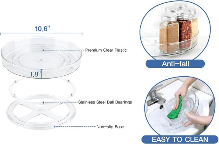 2 Stück Drehteller Kühlschrank Organizer Lazy Susan (23,5cm&27cm), 360° Rondell Küchen Organizer Dre