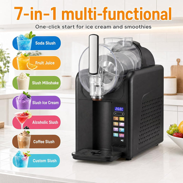 Slush Maschine eismaschine 2L Slushie,slushie maschine,Maschine mit LED-Display,7 voreingestellte Pr