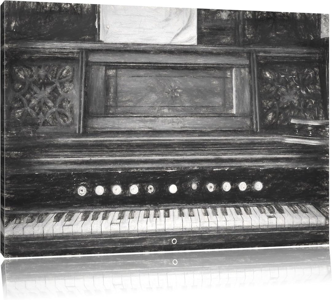 Pixxprint altes Klavier als Leinwandbild/Grösse: 100x70 cm/Wandbild/Kunstdruck/fertig bespannt, 100x