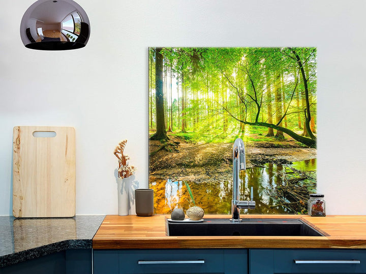 murando Spritzschutz Glas für Küche 60x60 cm Küchenrückwand Küchenspritzschutz Fliesenschutz Glasbil