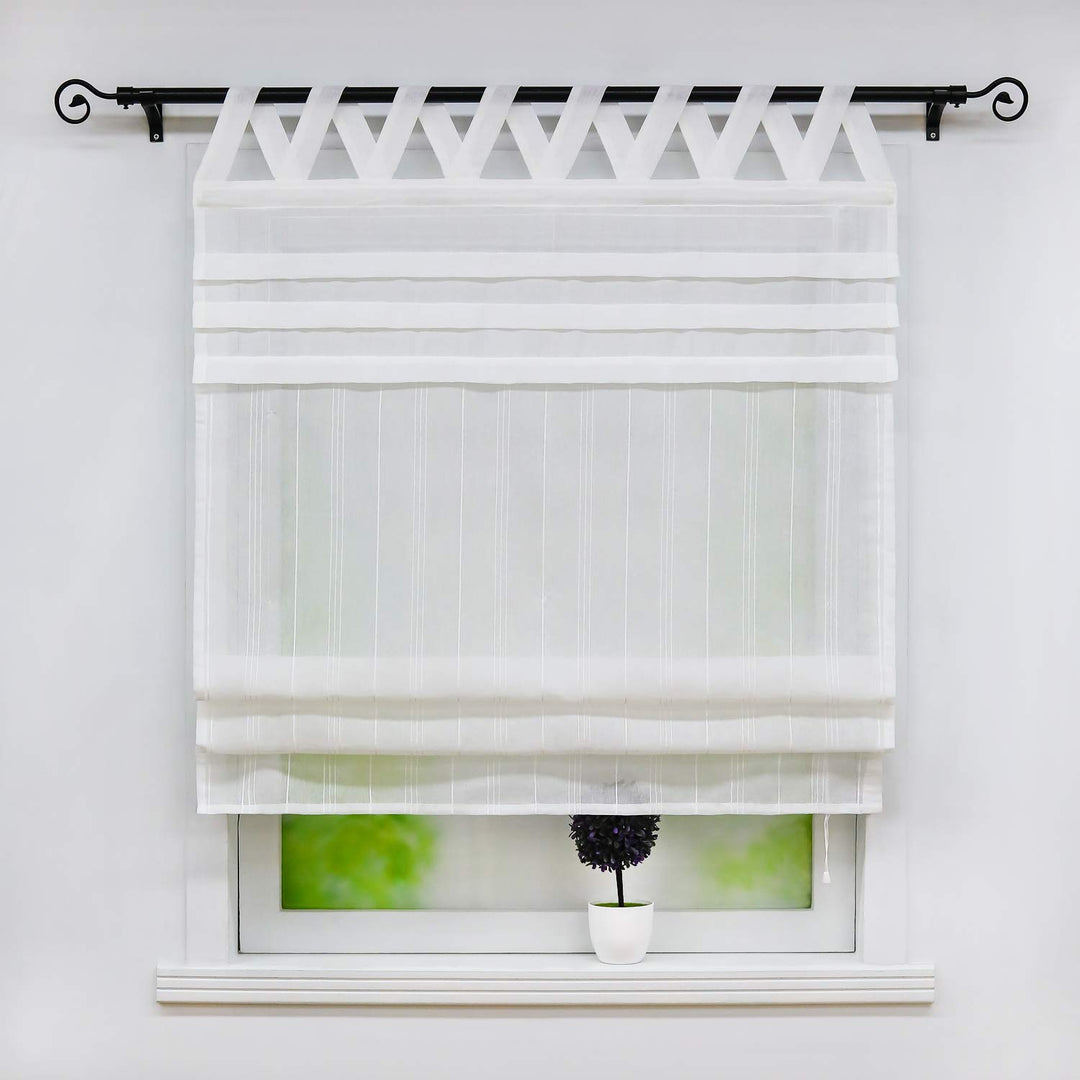 Joyswahl halbtransparentes Raffrollo mit Leinenoptik Schals Raffrollo mit V-Schlaufen »Tilla« Fenste