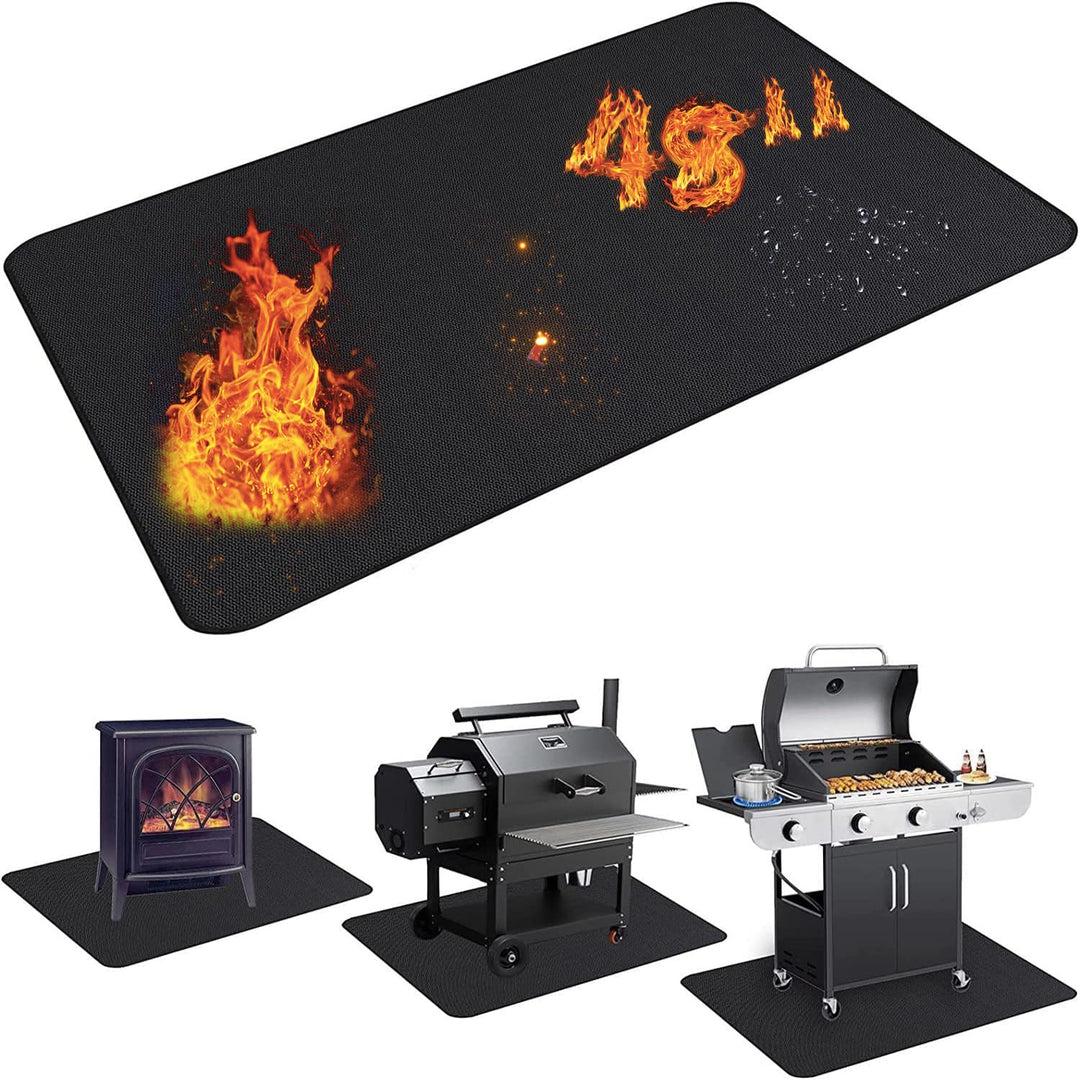 UBeesize Feuerfeste Unterlage, 96x122cm Grillmatte Bodenschutz, Kaminmatte Grillteppich Bodenschutzm