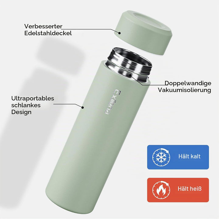 Mini Thermosflasche 350ml mit Edelstahl-Deckel, Trinkflasche Klein Doppelwandige Vakuum–Ultra-Kompak