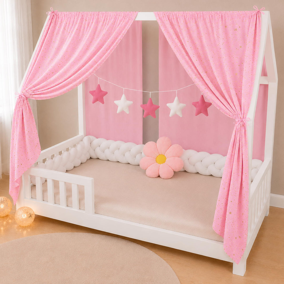 YellowNest Hausbett Himmel (2er Pack) - 100% Baumwolle - Betthimmel Hausbett aus Musselin (2er Pack)