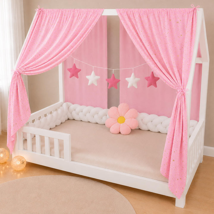 YellowNest Hausbett Himmel (2er Pack) - 100% Baumwolle - Betthimmel Hausbett aus Musselin (2er Pack)