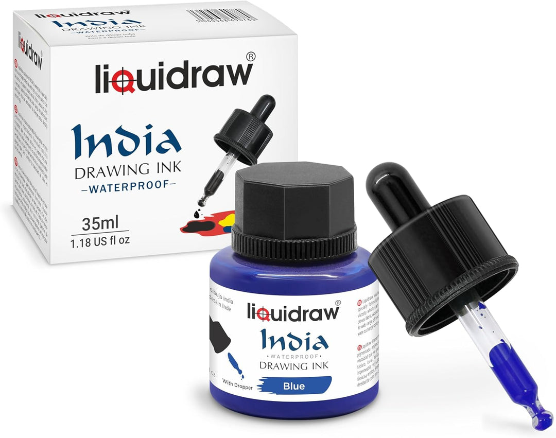 Liquidraw Indische Zeichentinte, Schwarz/Blau/Braun/Grün/Orange/Gelb, 24 x 10.5 x 6 cm