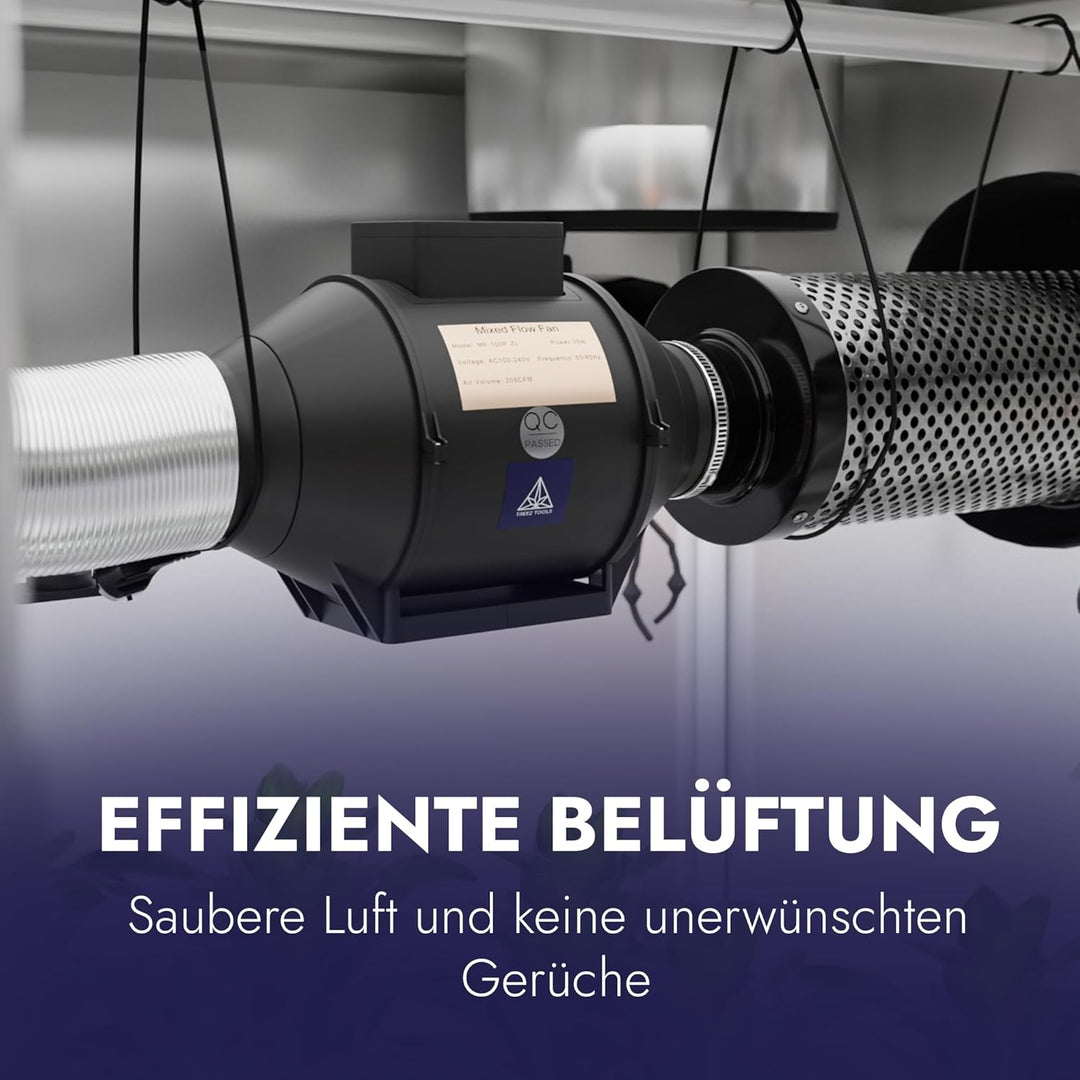 Treez Tools Grow Abluft Set 100mm Belüftungsset für Growzelt Aktivkohlefilter