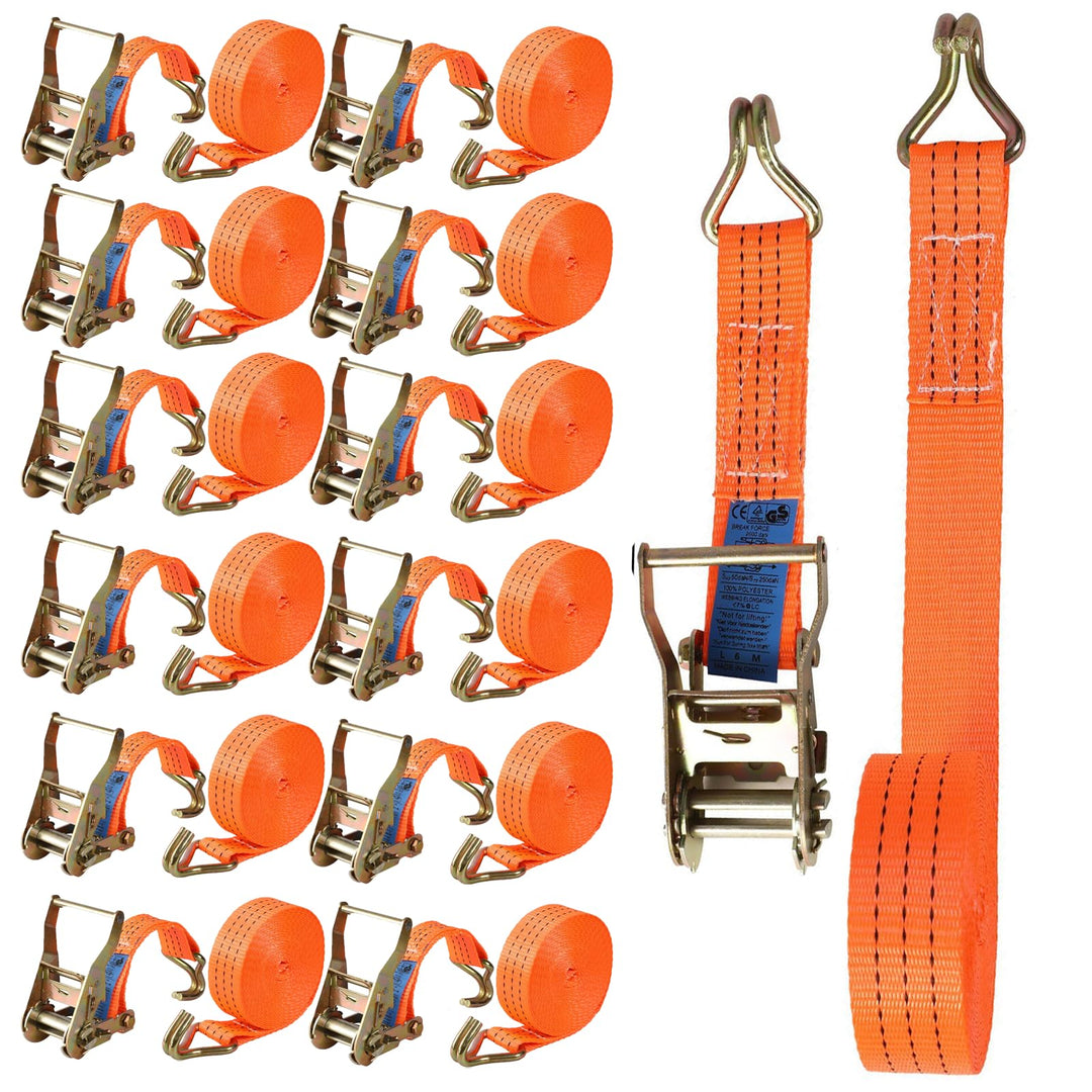 Baketron 12 Stück 2000kg Ratschengurte 6m 38mm - TÜV/GS & DIN Geprüft - Spanngurte mit Ratsche und H