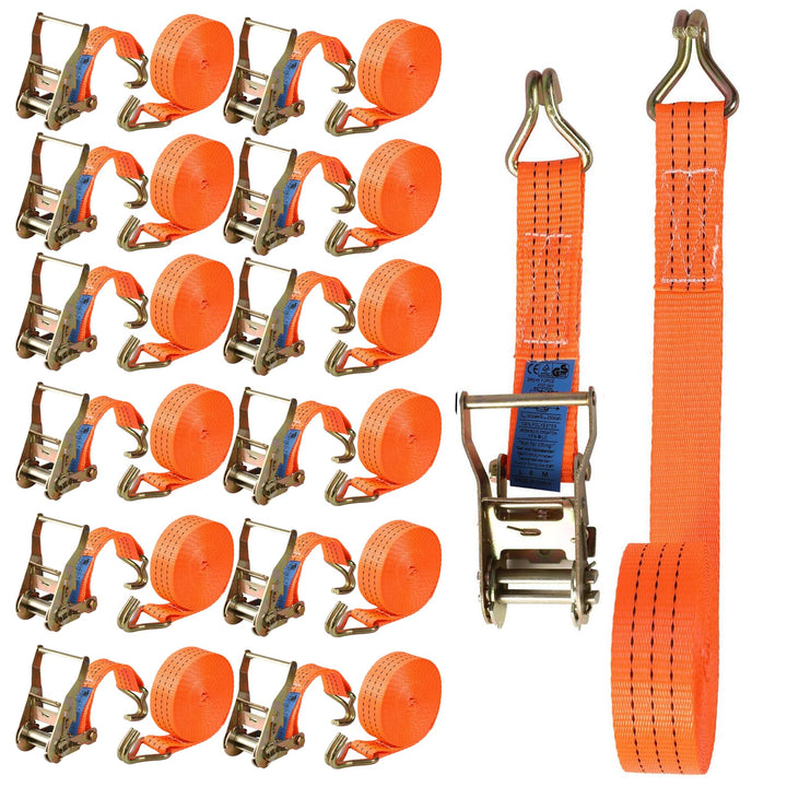 Baketron 12 Stück 2000kg Ratschengurte 6m 38mm - TÜV/GS & DIN Geprüft - Spanngurte mit Ratsche und H