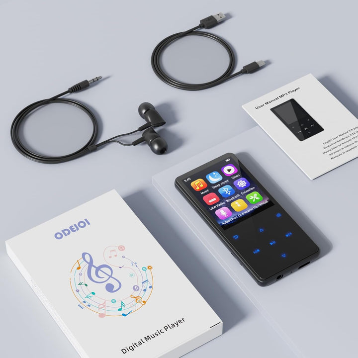 MP3 Player mit Bluetooth 5.3, 64GB und 2,4" Display – Mit Touch-Tasten, Lautsprecher, Metallgehäuse,
