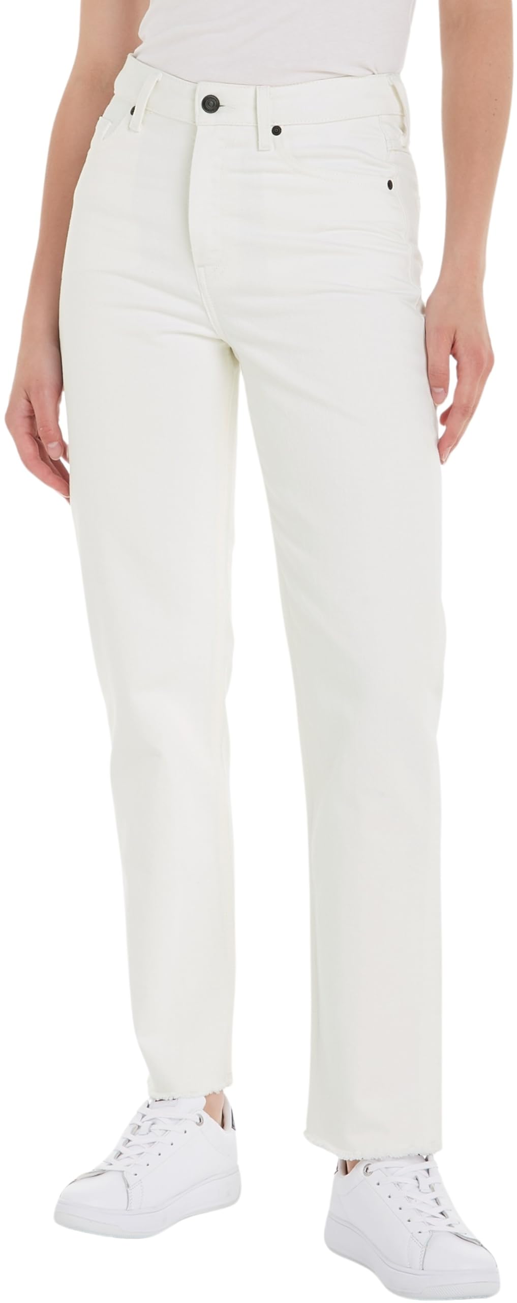 Tommy Hilfiger Damen Classic Straight Hw A Ecru Denim-Hose 30W / 32L Ecru, 30W / 32L Ecru