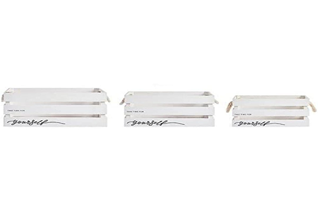DKD Home Decor Yourself Dekokisten-Set, Weiss, Holz, 3 Stück