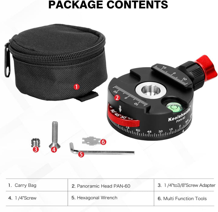 Koolehaoda Panorama Stativkopf 360º Ganzmetall Stativkopf mit Indexierrotator kompatibel zum Arca Sw