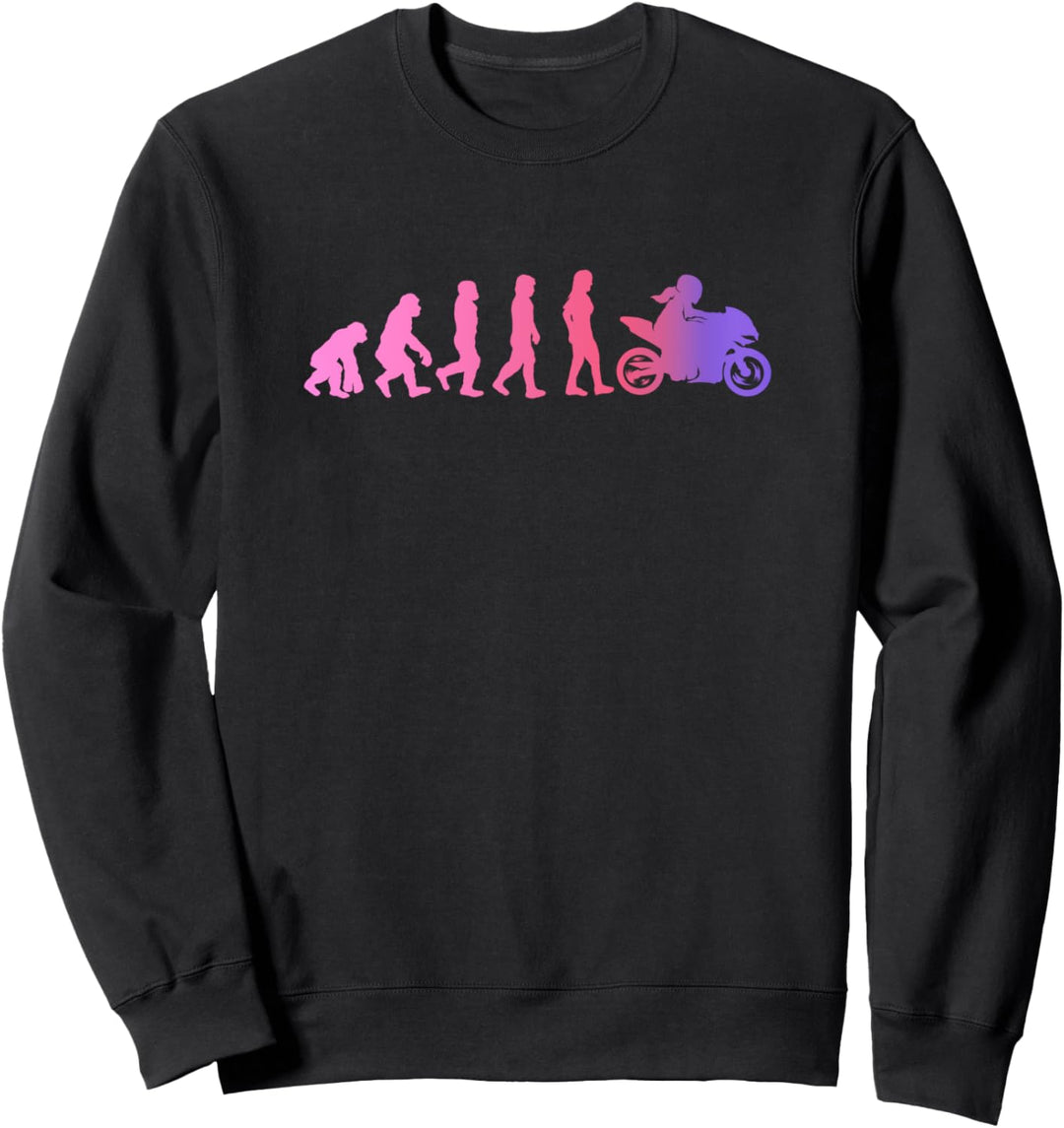 Motorradfahrerin Geschenk Bikerin Evolution Motorrad Frauen Sweatshirt