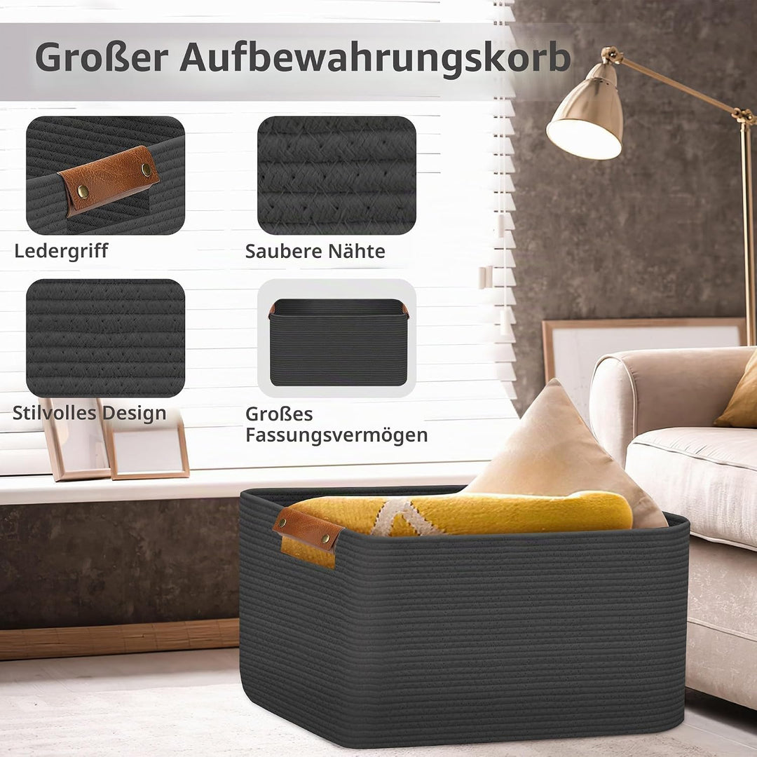 Goodheim Grosser faltbarer Wäschekorb, Wäschekorb für Decke, Spielzeug, Handtücher, gewebte Körbe zu