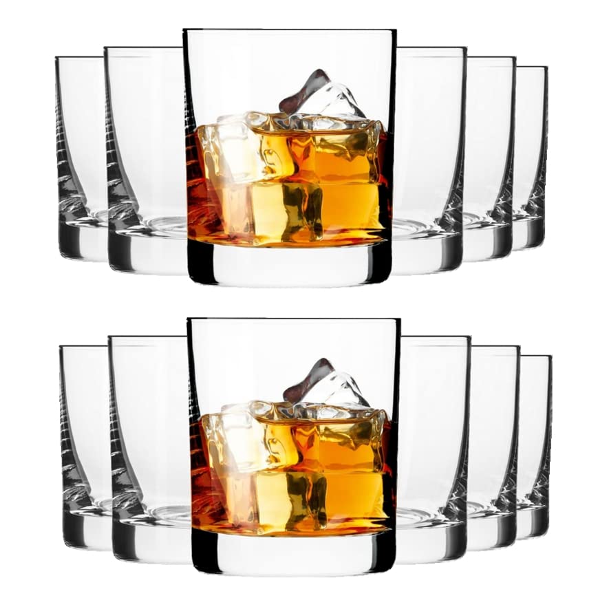 KIAPPO Whiskey Gläser 12er Set - Whisky Tumbler Gläser 300ml - Kristall Trinkgläser für Scotch Bourb