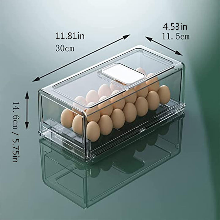 YekouMax Fridge Organizer, Fridge Drawers with Handle, Stackable Transparent Container for Kitchens,