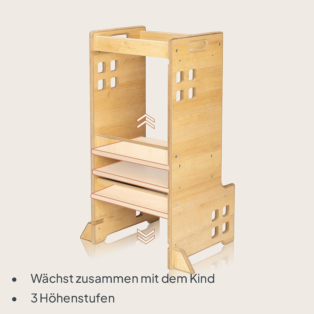Lionelo CASS Kitchen Helper Küchenhelfer 2in1 Montessori Lernturm Ab 1 Jahr Höhenverstellbarer Siche